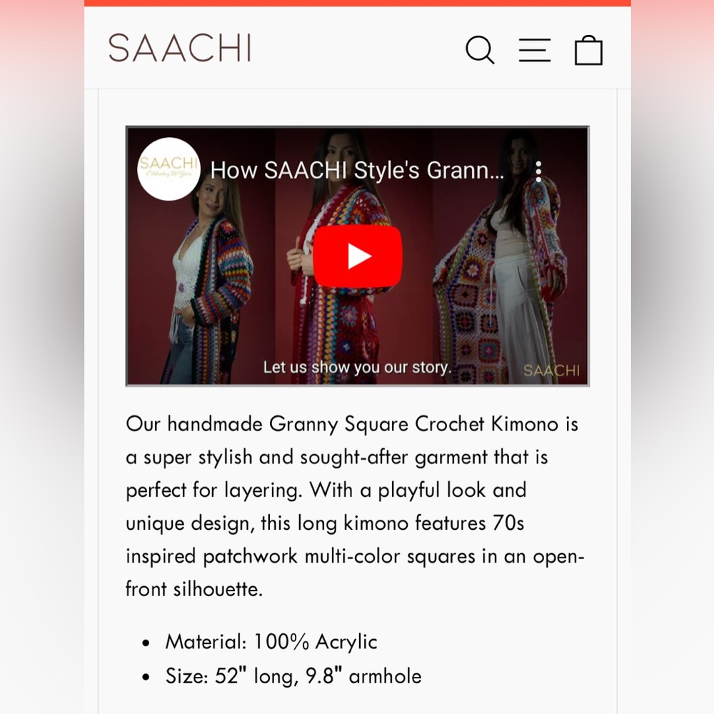 ♥️ 3 X HOST PICK ♥️ SAACHI granny square duster with hood S/M - Picture 8 of 8